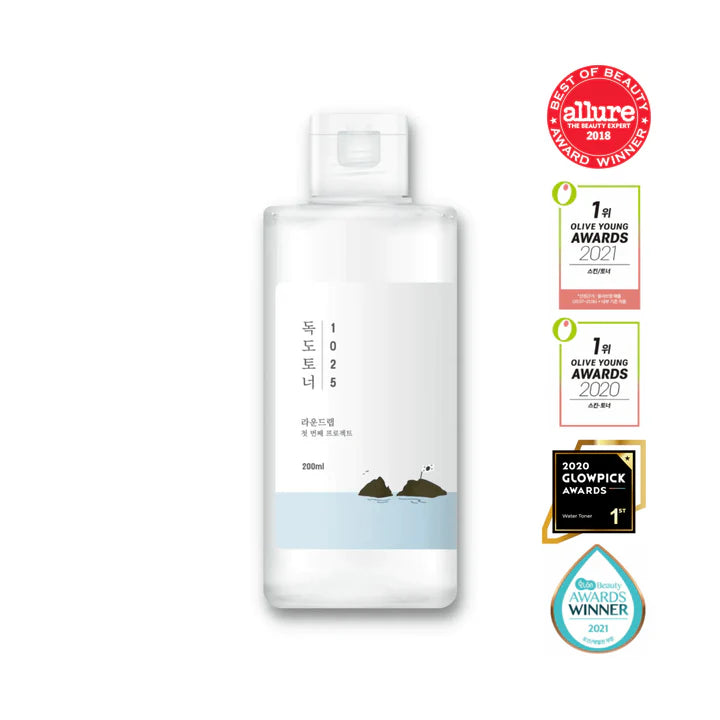 ROUND LAB 1025 Dokdo Toner 6.76 Fl Oz, Oil Control and Reduces Excess Sebum, Gentle Exfoliating Facial Toner, Deep Sea Water for Moisturization