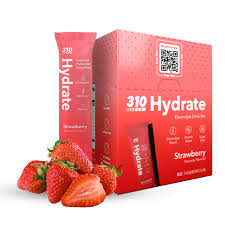 310 Hydrate Strawberry Electrolytes Powder Packets - No Sugar Hydration Packets with Key Vitamins & Minerals - Keto Friendly - Tasty Sugar Free Electrolyte Drink - 30 Single Servings