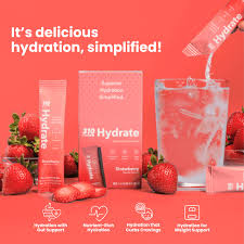 310 Hydrate Strawberry Electrolytes Powder Packets - No Sugar Hydration Packets with Key Vitamins & Minerals - Keto Friendly - Tasty Sugar Free Electrolyte Drink - 30 Single Servings