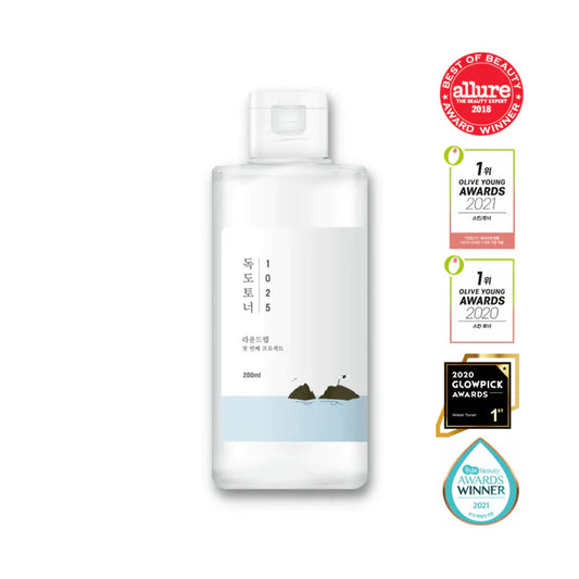 ROUND LAB 1025 Dokdo Toner 6.76 Fl Oz, Oil Control and Reduces Excess Sebum, Gentle Exfoliating Facial Toner, Deep Sea Water for Moisturization
