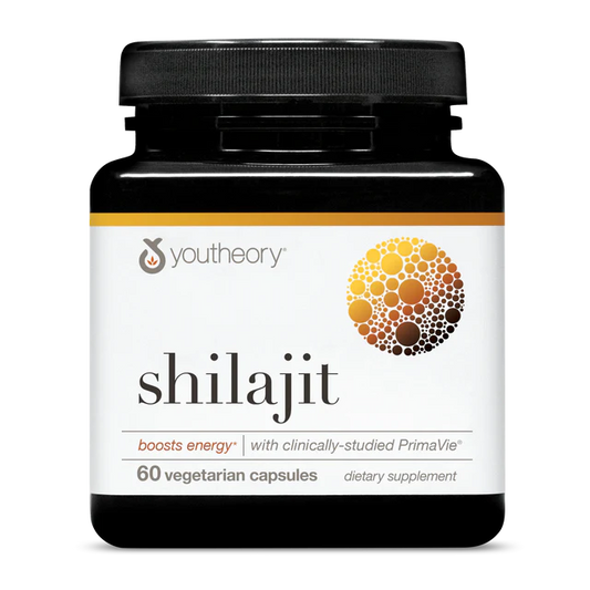 Youtheory Shilajit - 500 mg Shilajit 60 Capsules - Energy Supplement - Supports Stamina & Endurance - Gluten, Dairy & Soy Free