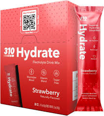 310 Hydrate Strawberry Electrolytes Powder Packets - No Sugar Hydration Packets with Key Vitamins & Minerals - Keto Friendly - Tasty Sugar Free Electrolyte Drink - 30 Single Servings